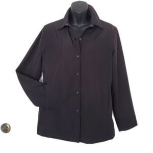 Gap Black Snap Button Collared Jacket Pockets Size S Dark Academia Minimalist